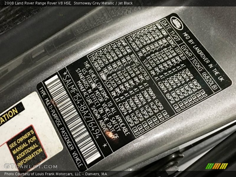 Stornoway Grey Metallic / Jet Black 2008 Land Rover Range Rover V8 HSE