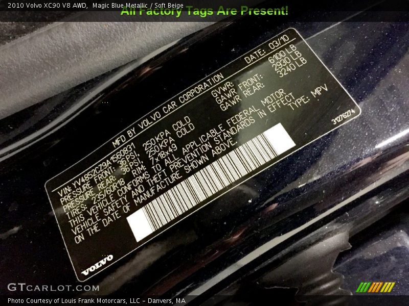 Magic Blue Metallic / Soft Beige 2010 Volvo XC90 V8 AWD
