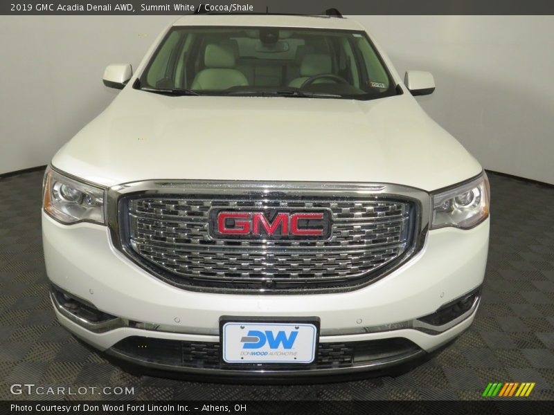 Summit White / Cocoa/Shale 2019 GMC Acadia Denali AWD
