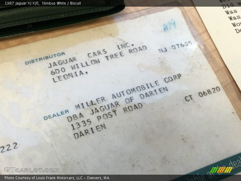  1987 XJ XJ6 Window Sticker