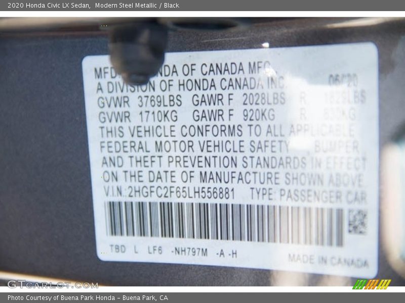 Modern Steel Metallic / Black 2020 Honda Civic LX Sedan