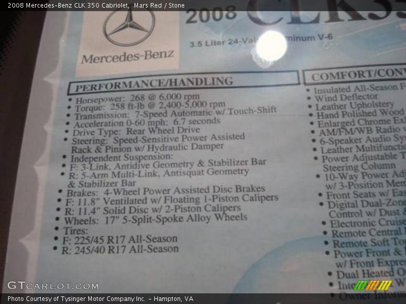 Mars Red / Stone 2008 Mercedes-Benz CLK 350 Cabriolet