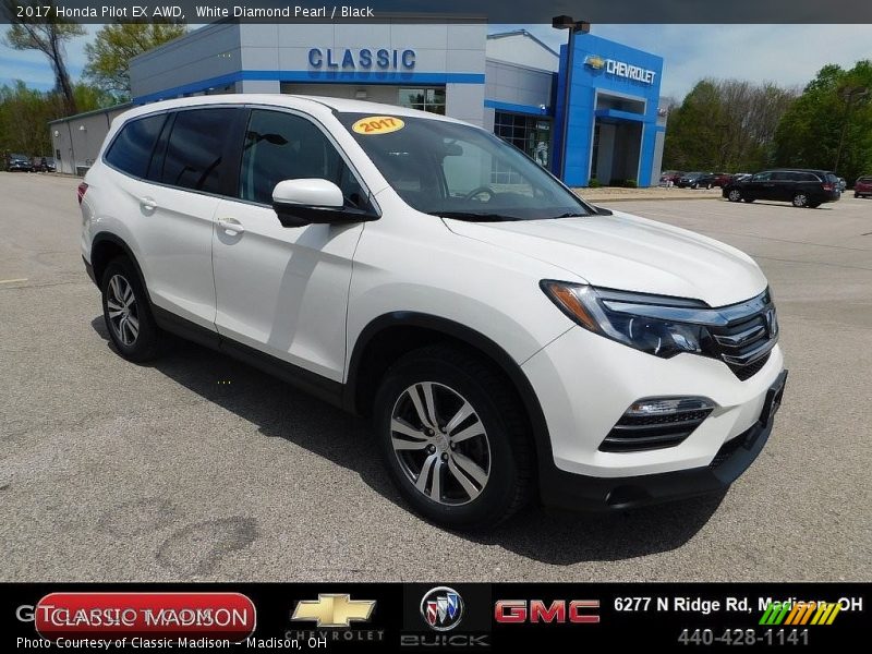 White Diamond Pearl / Black 2017 Honda Pilot EX AWD