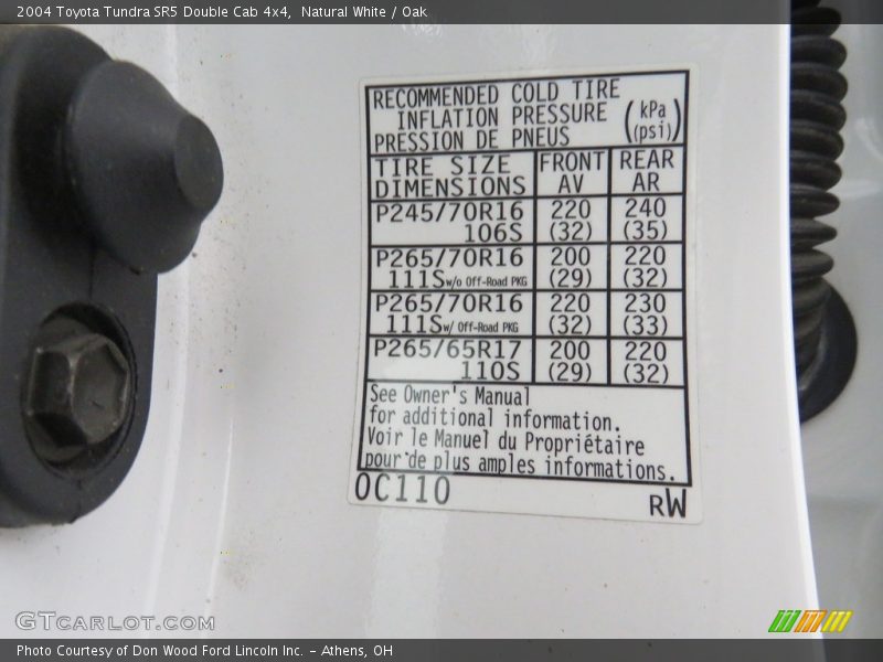 Natural White / Oak 2004 Toyota Tundra SR5 Double Cab 4x4