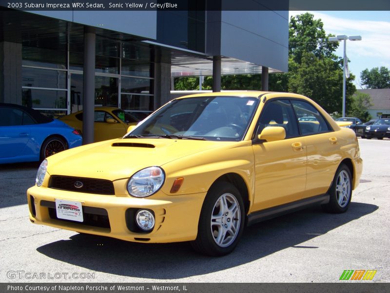 Sonic Yellow / Grey/Blue 2003 Subaru Impreza WRX Sedan