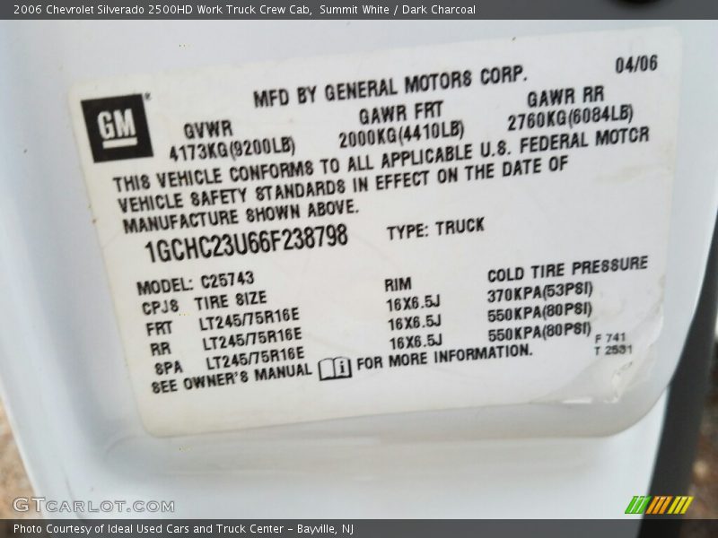 Summit White / Dark Charcoal 2006 Chevrolet Silverado 2500HD Work Truck Crew Cab