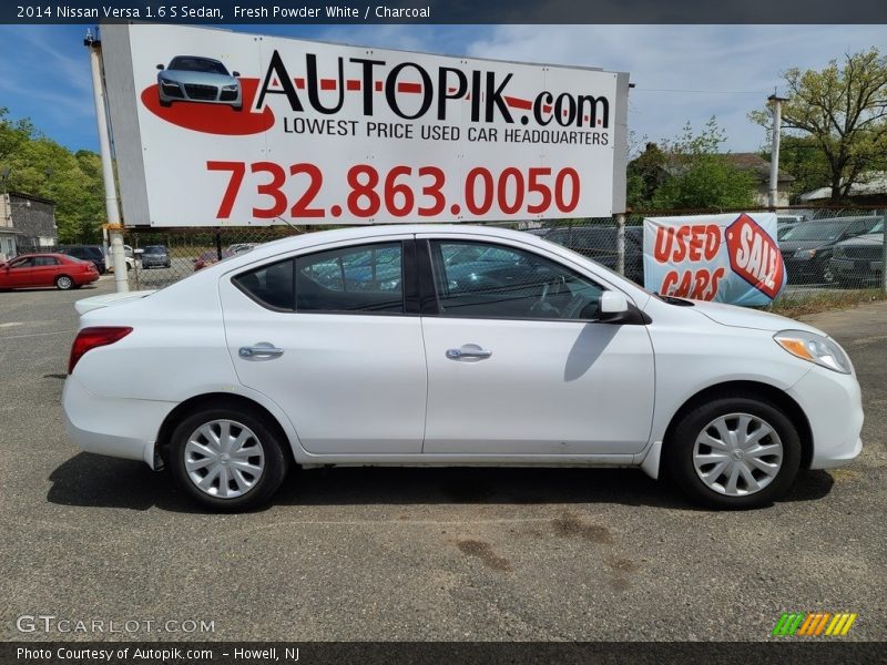 Fresh Powder White / Charcoal 2014 Nissan Versa 1.6 S Sedan