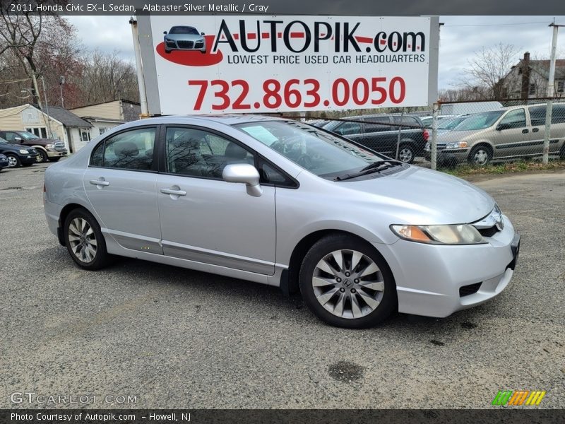 Alabaster Silver Metallic / Gray 2011 Honda Civic EX-L Sedan