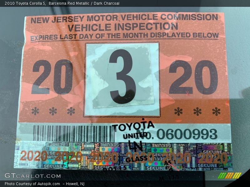 Barcelona Red Metallic / Dark Charcoal 2010 Toyota Corolla S