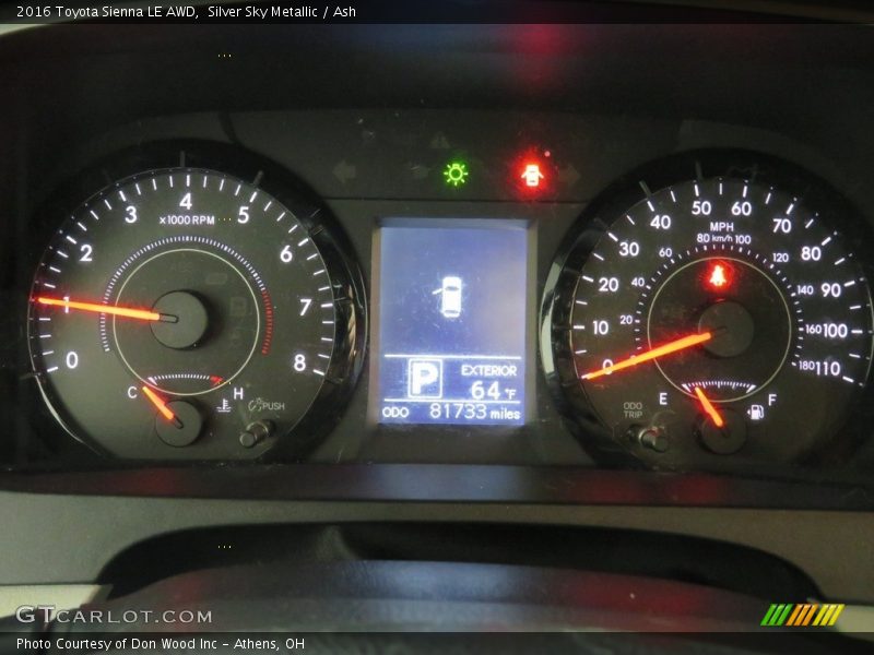 Silver Sky Metallic / Ash 2016 Toyota Sienna LE AWD