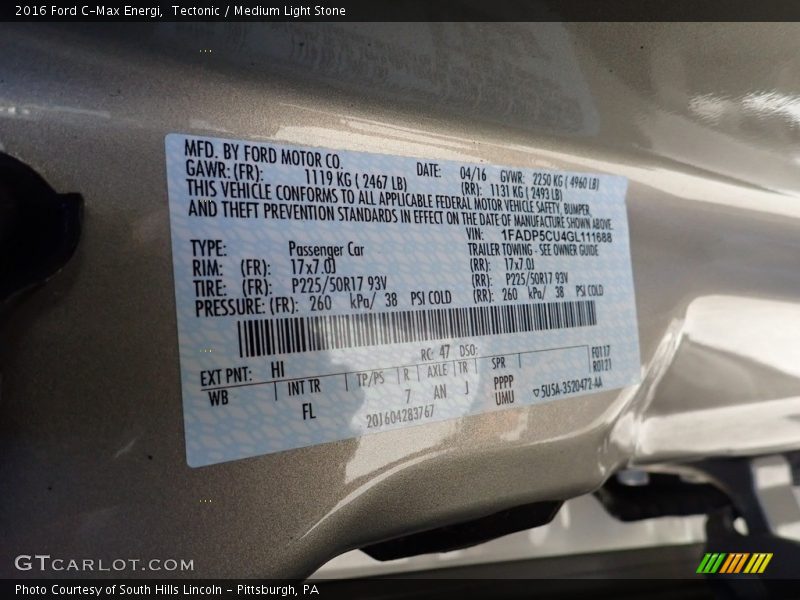 2016 C-Max Energi Tectonic Color Code HI
