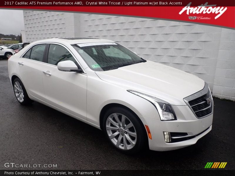 Crystal White Tricoat / Light Platinum w/Jet Black Accents 2017 Cadillac ATS Premium Perfomance AWD