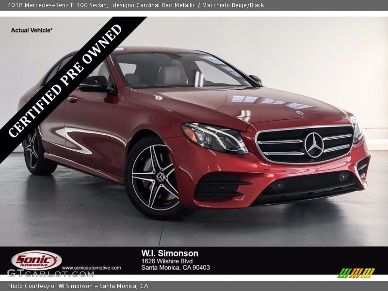 designo Cardinal Red Metallic / Macchiato Beige/Black 2018 Mercedes-Benz E 300 Sedan