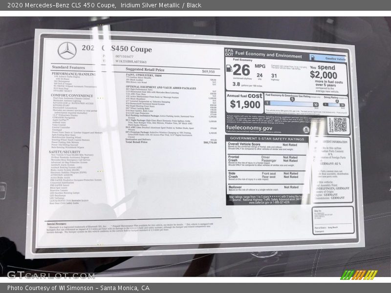 Iridium Silver Metallic / Black 2020 Mercedes-Benz CLS 450 Coupe