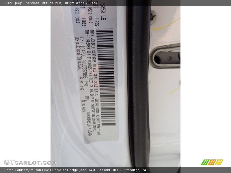 Bright White / Black 2020 Jeep Cherokee Latitude Plus