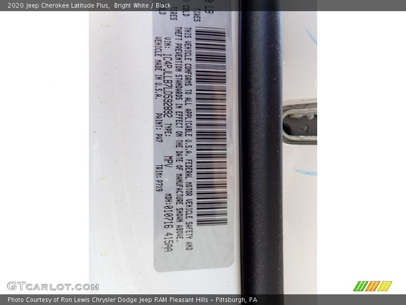 Bright White / Black 2020 Jeep Cherokee Latitude Plus