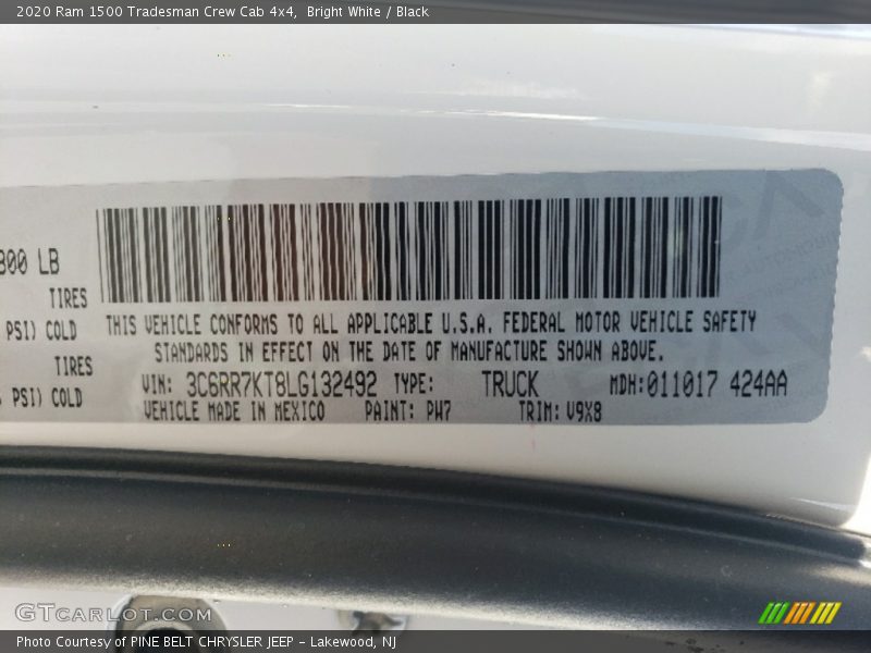 Bright White / Black 2020 Ram 1500 Tradesman Crew Cab 4x4