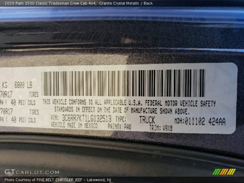 Granite Crystal Metallic / Black 2020 Ram 1500 Classic Tradesman Crew Cab 4x4