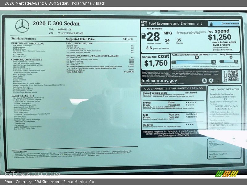 Polar White / Black 2020 Mercedes-Benz C 300 Sedan
