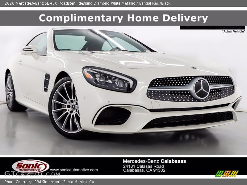 designo Diamond White Metallic / Bengal Red/Black 2020 Mercedes-Benz SL 450 Roadster