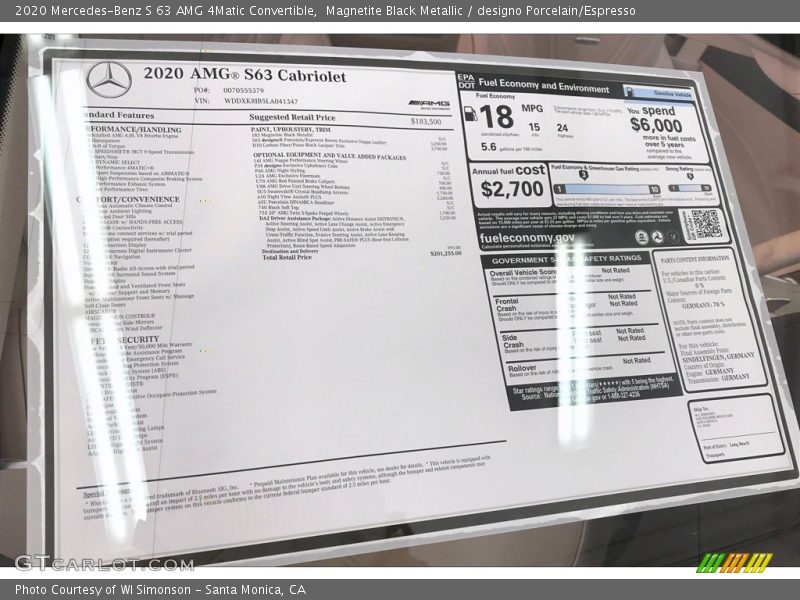 Magnetite Black Metallic / designo Porcelain/Espresso 2020 Mercedes-Benz S 63 AMG 4Matic Convertible