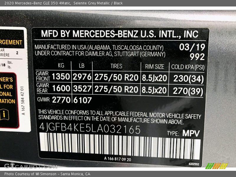 Selenite Grey Metallic / Black 2020 Mercedes-Benz GLE 350 4Matic