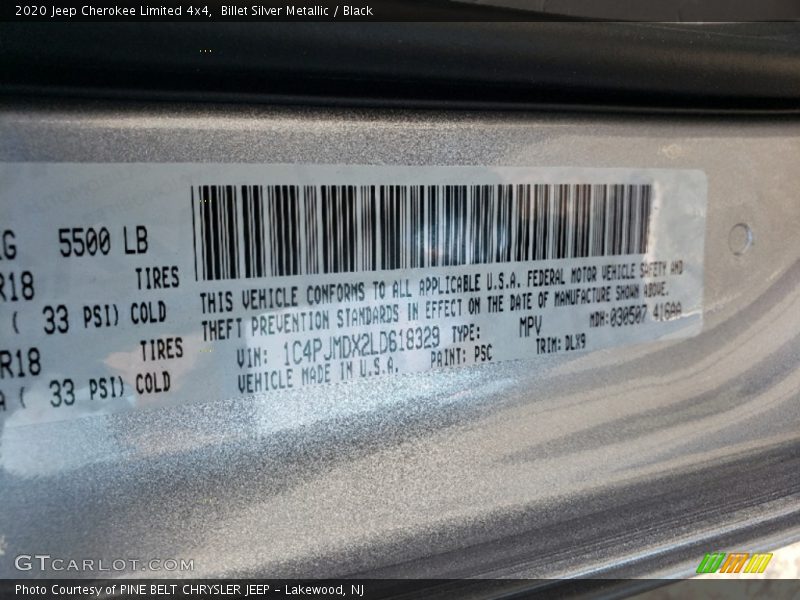 Billet Silver Metallic / Black 2020 Jeep Cherokee Limited 4x4