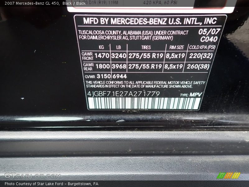 Black / Black 2007 Mercedes-Benz GL 450