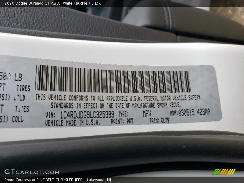 White Knuckle / Black 2020 Dodge Durango GT AWD