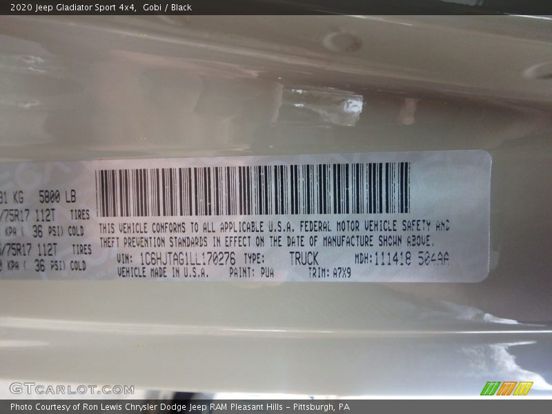 Gobi / Black 2020 Jeep Gladiator Sport 4x4