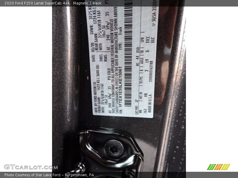 2020 F150 Lariat SuperCab 4x4 Magnetic Color Code J7