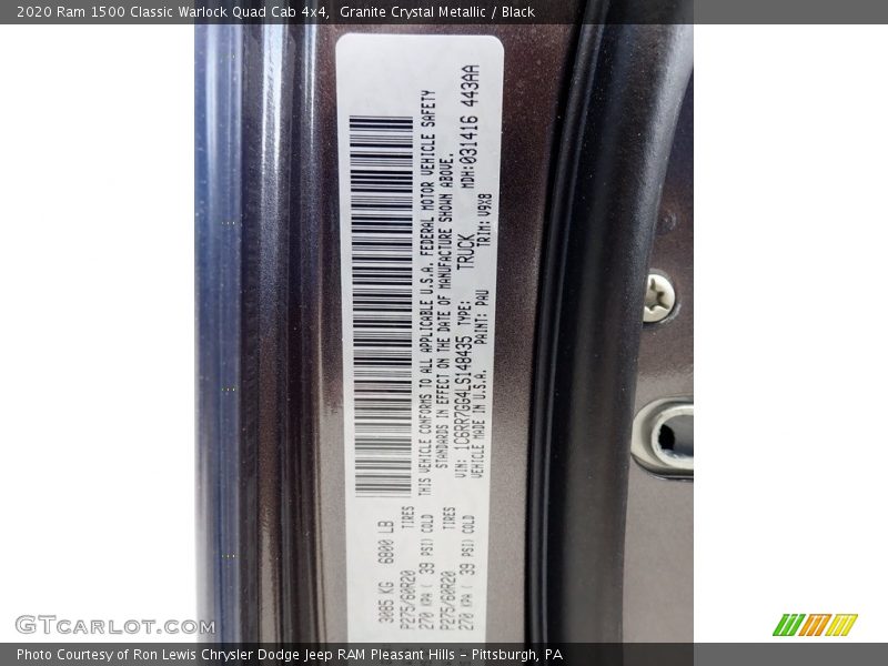 Granite Crystal Metallic / Black 2020 Ram 1500 Classic Warlock Quad Cab 4x4