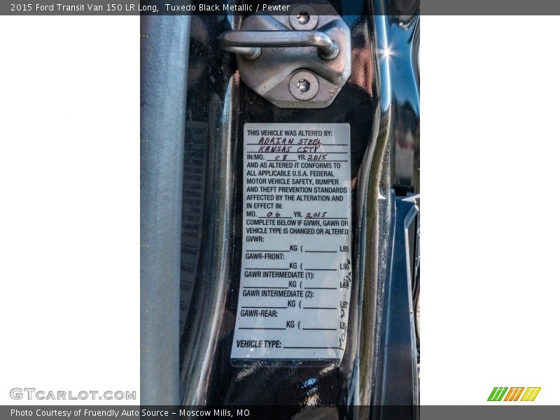 Tuxedo Black Metallic / Pewter 2015 Ford Transit Van 150 LR Long