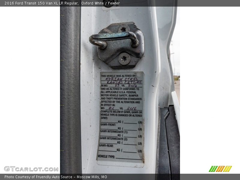 Oxford White / Pewter 2016 Ford Transit 150 Van XL LR Regular
