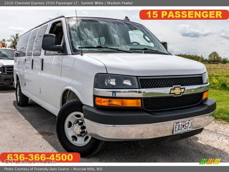 Summit White / Medium Pewter 2016 Chevrolet Express 3500 Passenger LT