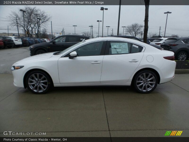 Snowflake White Pearl Mica / Greige 2020 Mazda MAZDA3 Select Sedan