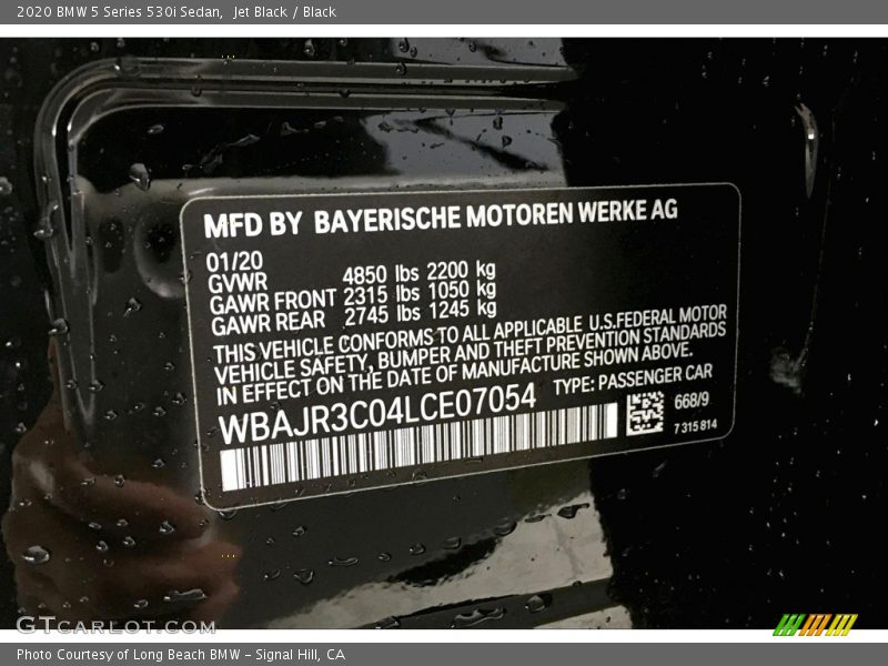Jet Black / Black 2020 BMW 5 Series 530i Sedan