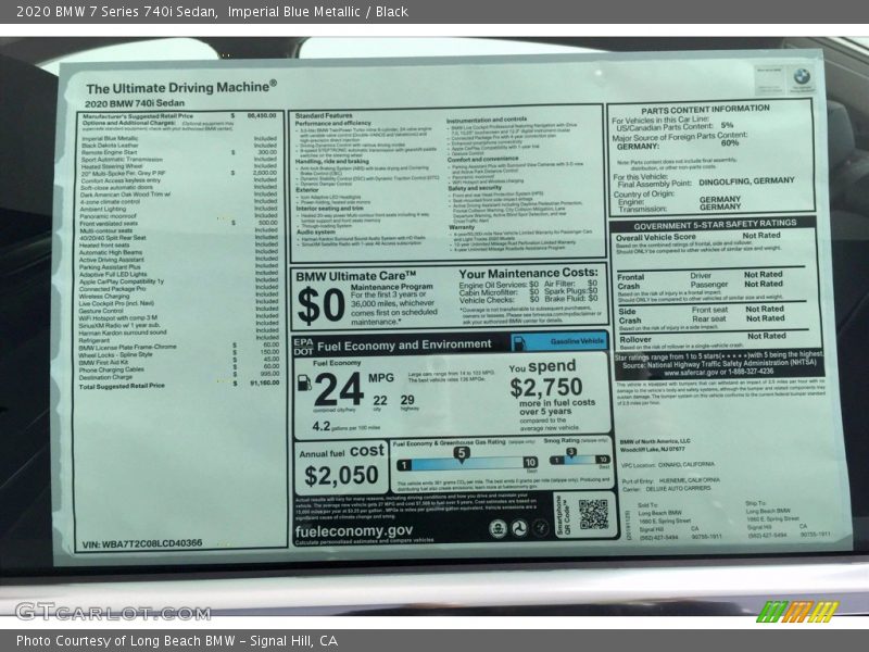 Imperial Blue Metallic / Black 2020 BMW 7 Series 740i Sedan
