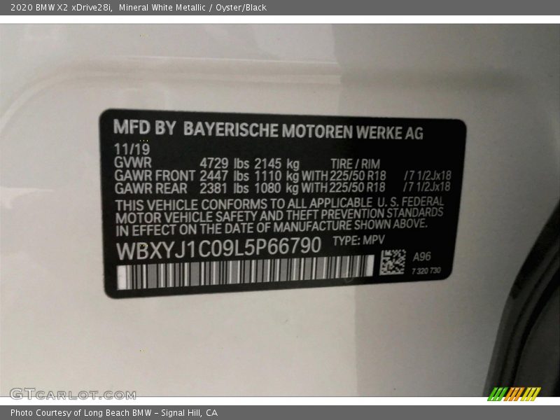 Mineral White Metallic / Oyster/Black 2020 BMW X2 xDrive28i