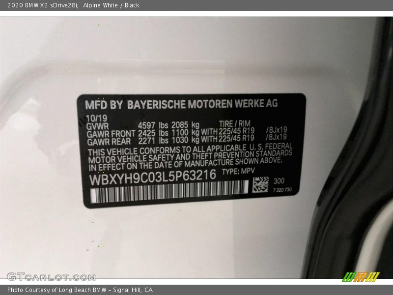 2020 X2 sDrive28i Alpine White Color Code 300