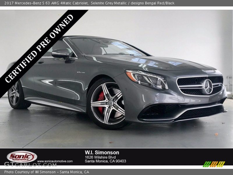 Selenite Grey Metallic / designo Bengal Red/Black 2017 Mercedes-Benz S 63 AMG 4Matic Cabriolet