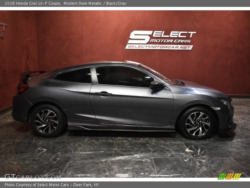 Modern Steel Metallic / Black/Gray 2018 Honda Civic LX-P Coupe