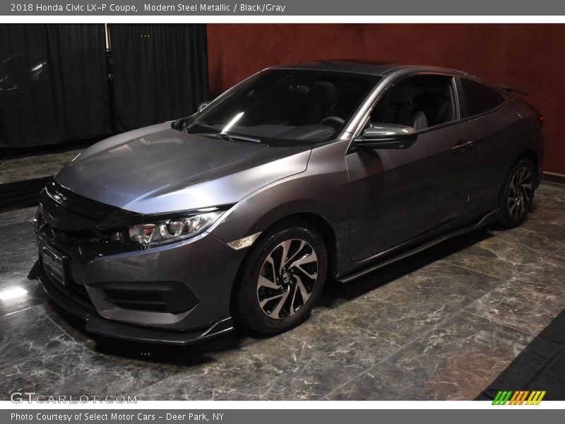 Modern Steel Metallic / Black/Gray 2018 Honda Civic LX-P Coupe