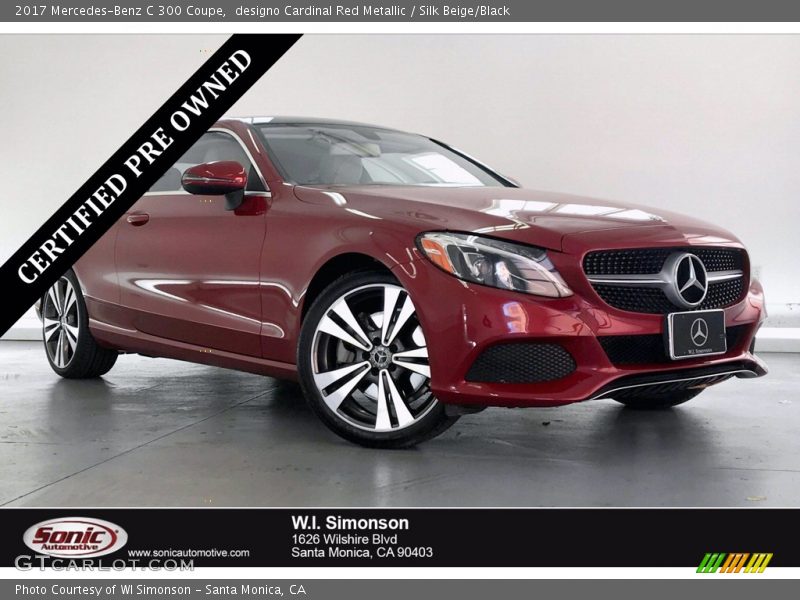 designo Cardinal Red Metallic / Silk Beige/Black 2017 Mercedes-Benz C 300 Coupe