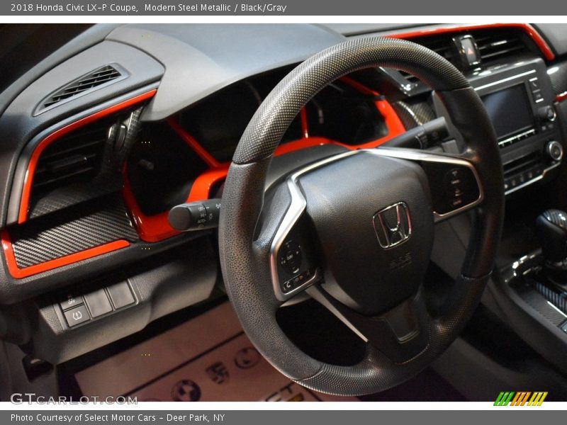 Modern Steel Metallic / Black/Gray 2018 Honda Civic LX-P Coupe