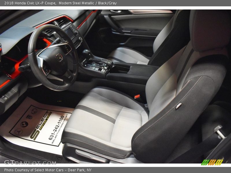 Modern Steel Metallic / Black/Gray 2018 Honda Civic LX-P Coupe