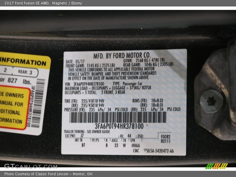 Magnetic / Ebony 2017 Ford Fusion SE AWD