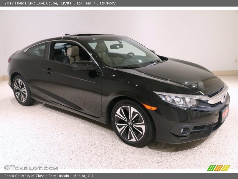 Crystal Black Pearl / Black/Ivory 2017 Honda Civic EX-L Coupe