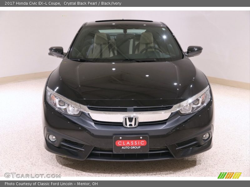 Crystal Black Pearl / Black/Ivory 2017 Honda Civic EX-L Coupe