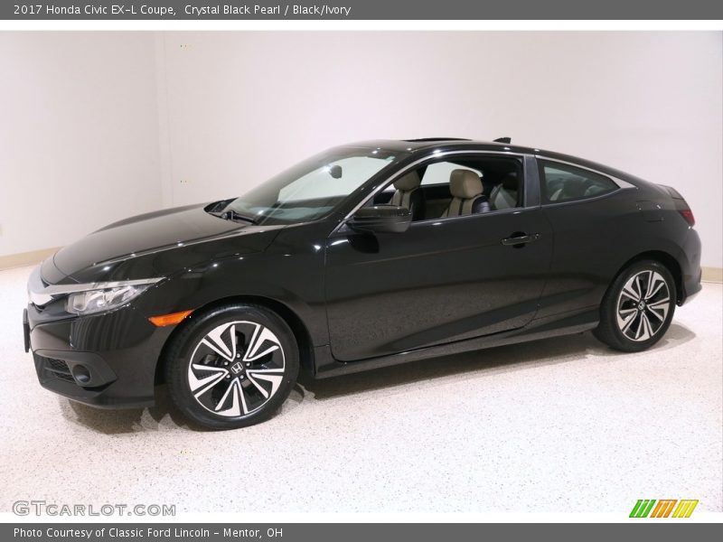 Crystal Black Pearl / Black/Ivory 2017 Honda Civic EX-L Coupe